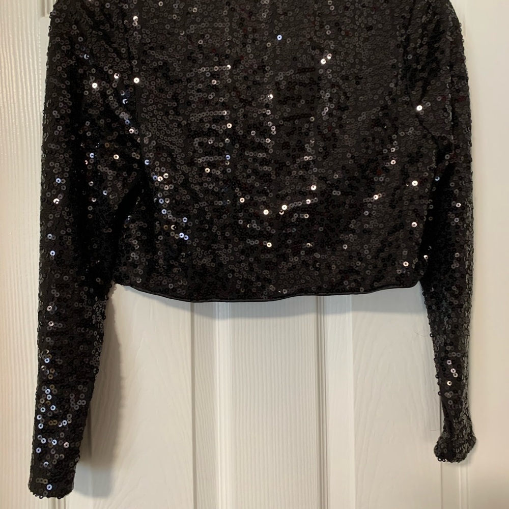 Sequin Cropped Jacket Black Size:M - image 2
